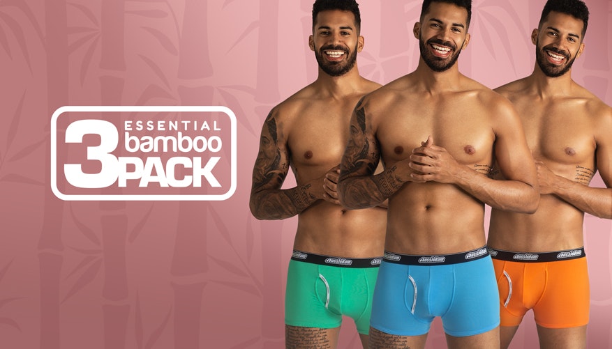 ESSENTIAL BAMBOO BOXER MED RISE PACK OF 3