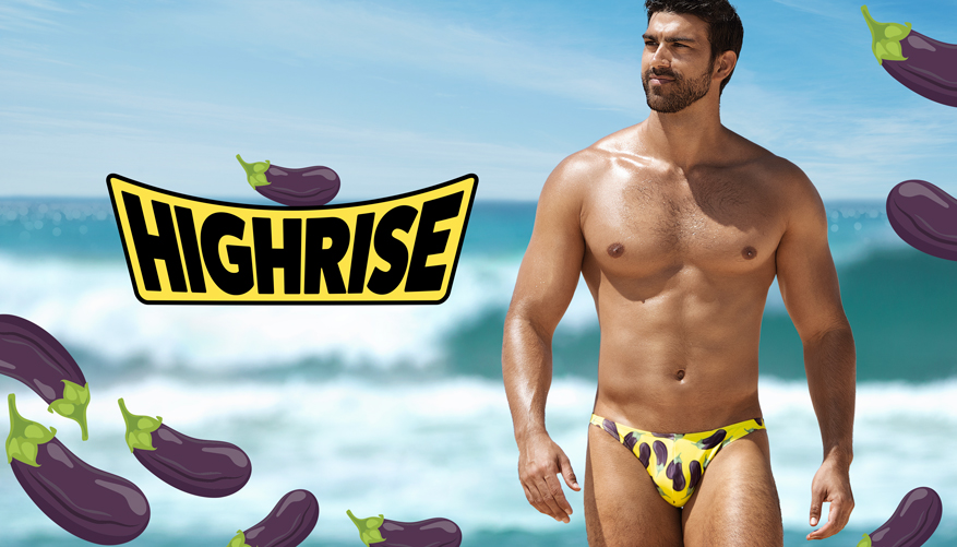 HIGH RISE Eggplant Yellow Brief - Swimwear range at aussieBum