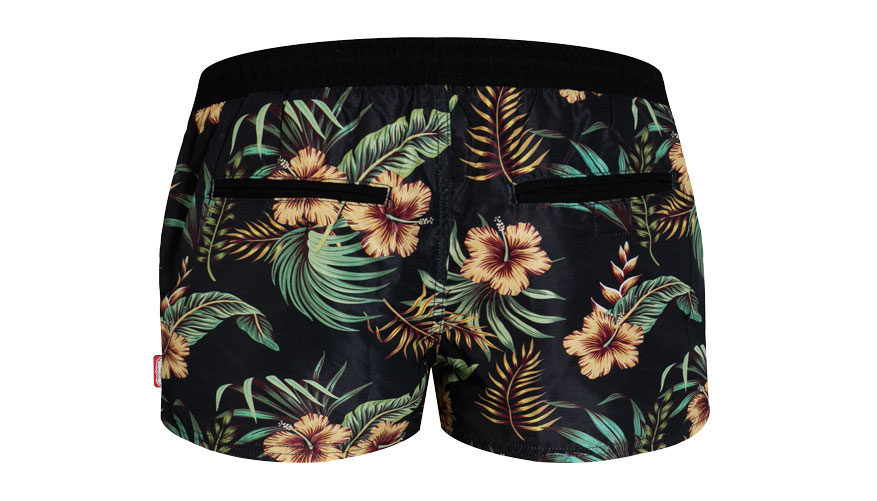Aloha Hibiscus Black Pattern Shorts - Swimwear range at aussieBum