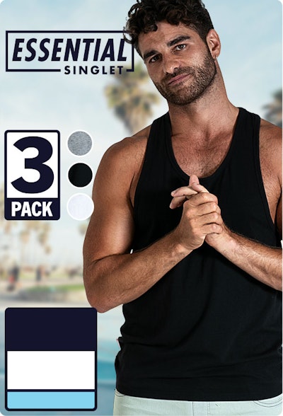 Essential Singlet 3pk 3pk Marle Homepage Image