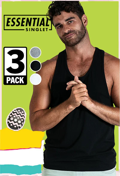 Essential Singlet 3pk 3pk Marle Homepage Image